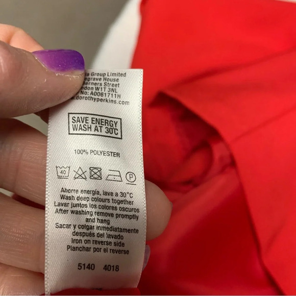 Dorothy Perkins size 12 bright red dress cap sleeves  hidden back zipper - Picture 7 of 8